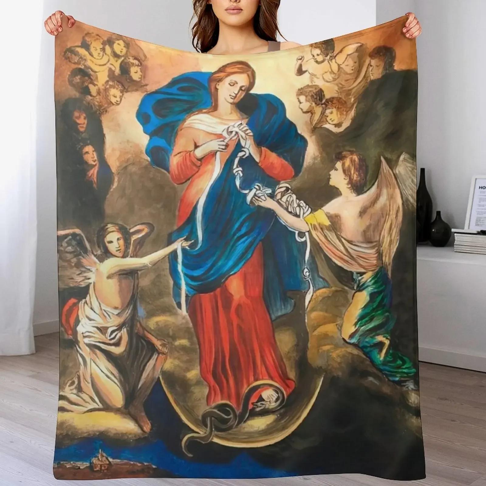 Плед  Мария Развязывающая Узлы  Декоративный для Кровати Переезда Теплый для Сна 30x40in