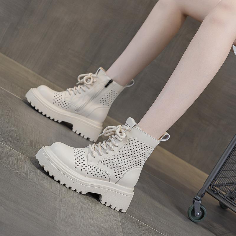 

Martin boots women s summer leather punching short tooling boots British casual fashion versatile women s boots 40