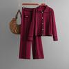 Autumn Winter Knitted Fashion Set Women's Casual Polo Collar Sweater Wide Leg Pants Two Piece Set