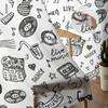 Graffiti Line Stick Tulle Curtains Living Room Kitchen Chiffon Curtain Bedroom Balcony Sheer Curtain Fashion Home Decor