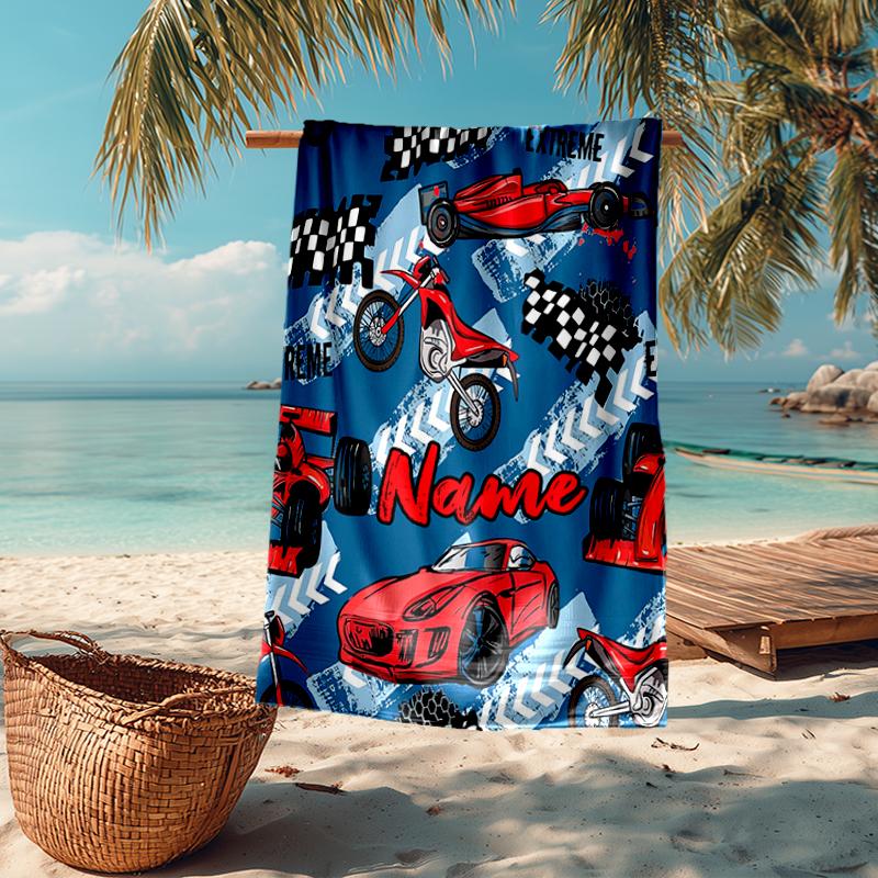 Personalisiertes Ultra-Weiches Strandtuch mit Rennsport-Thema, Ideal für Pool - Camping, Tauchen - Perfektes Reiseutensil, Lebendiges Strandtuch.