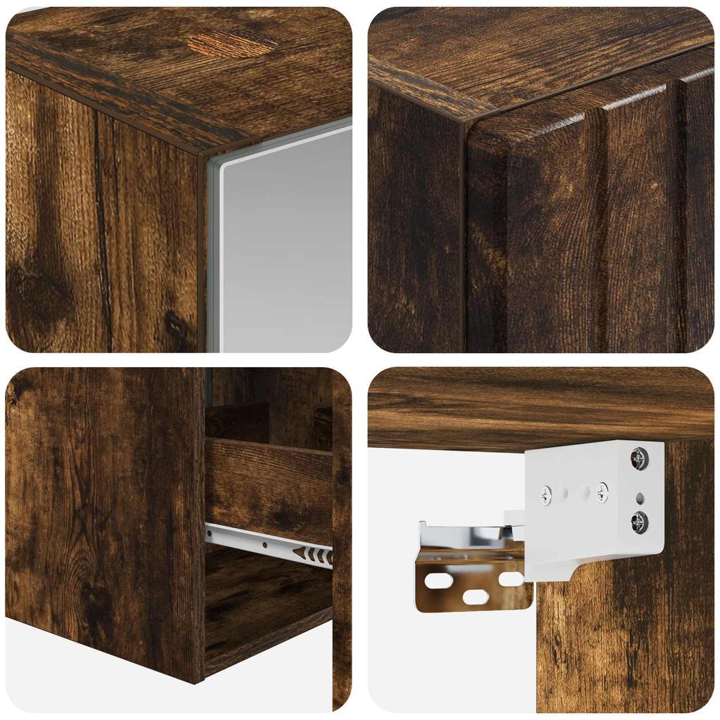 Bathroom Cabinet Set 5 pcs Smoked Oak 43 x 16 x 62.5 cm