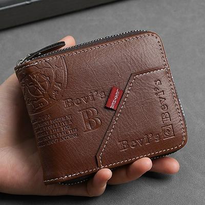 Trendy Splicing Men's Wallet Fashion Casual PU Leather Short Retro Purse Card Holder Coin Large Capacity Money Clip