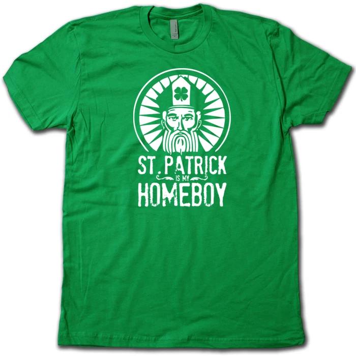 

ST. PATRICK IS MY HOMEBOY! Funny St Patty s Day Green Beer Drinking 100% Cotton T-shirt Mens Tees Top! S