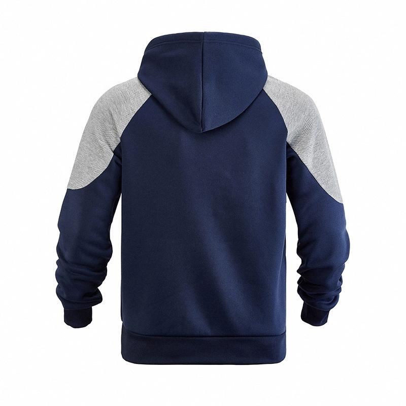 Men's Color Block Raglan Hoodie, Contrast Spliced Textured Long Sleeve Drawstring Pullover Hooded Sweatshirt with Kangaroo Pocket