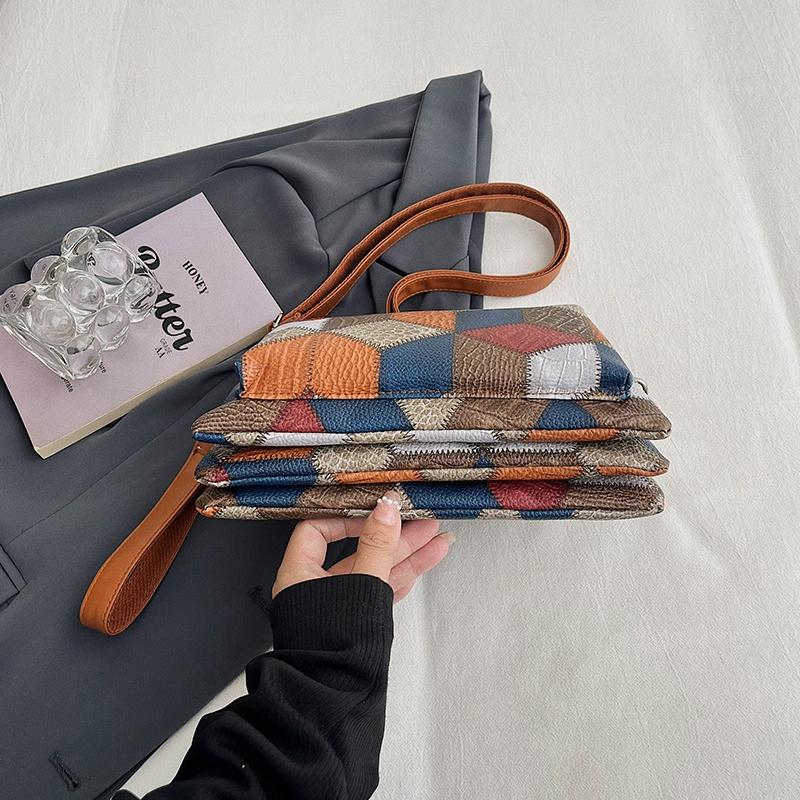 Small Hand Bag Women's Large Capacity Shoulder Bag Color Blcok Crossbody Bag Soft Leather Mother Bag