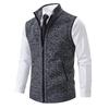 Men's Autumn/Winter Fleece-Lined Knit Sweater Vest with Stand Collar