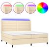 VidaXL Slat Bed Base with Mattress and LEDs, Upholstered Bed with Headboard, Double Bed, Adult Bedroom Bed, 3138426