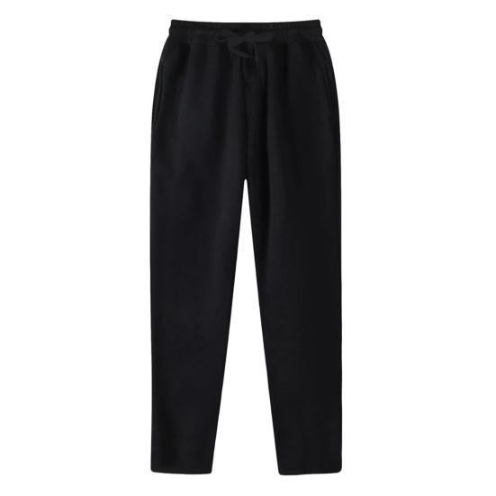 Unisex İlkbahar Sonbahar Pantolon Yan Cepli Elastik Bel Düz Geniş Paça Eşofman Pantolonu Düz Renk Bol Sokak Stili Spor Pantolonu