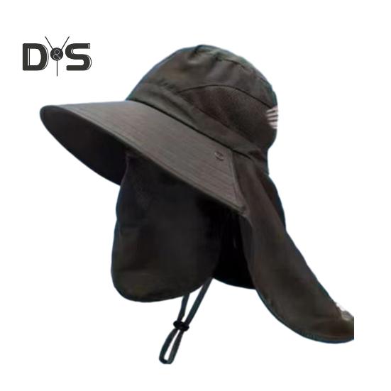 Summer Sun Hat with Face Guard Neck Flap Adjustable Chin Strap Breathable UV Protection Men Women Outdoor Climbing Hiking Fishing Travel Wide Brim