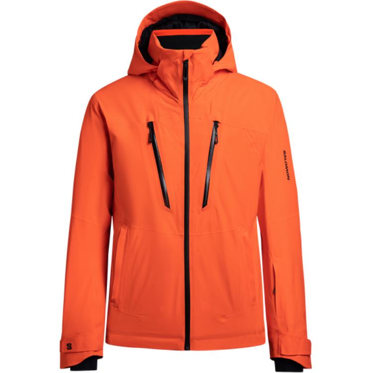 Salomon Brilliant Snow Series Windproof Waterproof Comfortable Solid Color Jacket Men Jacket Tomato-Red C23323