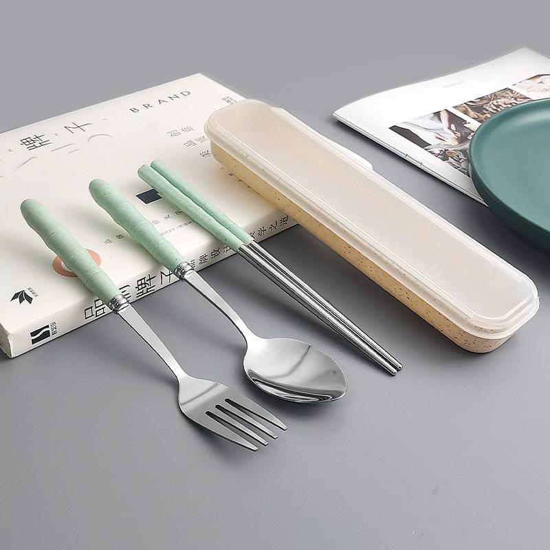 Set di posate ecologiche in paglia di grano: Cucchiaio, Forchetta e Bacchette in Giunto di Bambù - Ideali per Viaggio, Casa, Hotel o come Regalo.