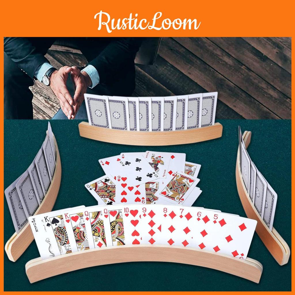 Wooden Card Holder Poker Rack With Extended Design For Card Enthusiasts