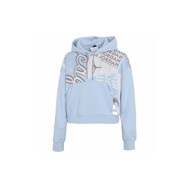 (WMNS) Air Jordan Funny Pattern Knit Short Pullover Hoodie Light Blue Women s DD9296-438 M