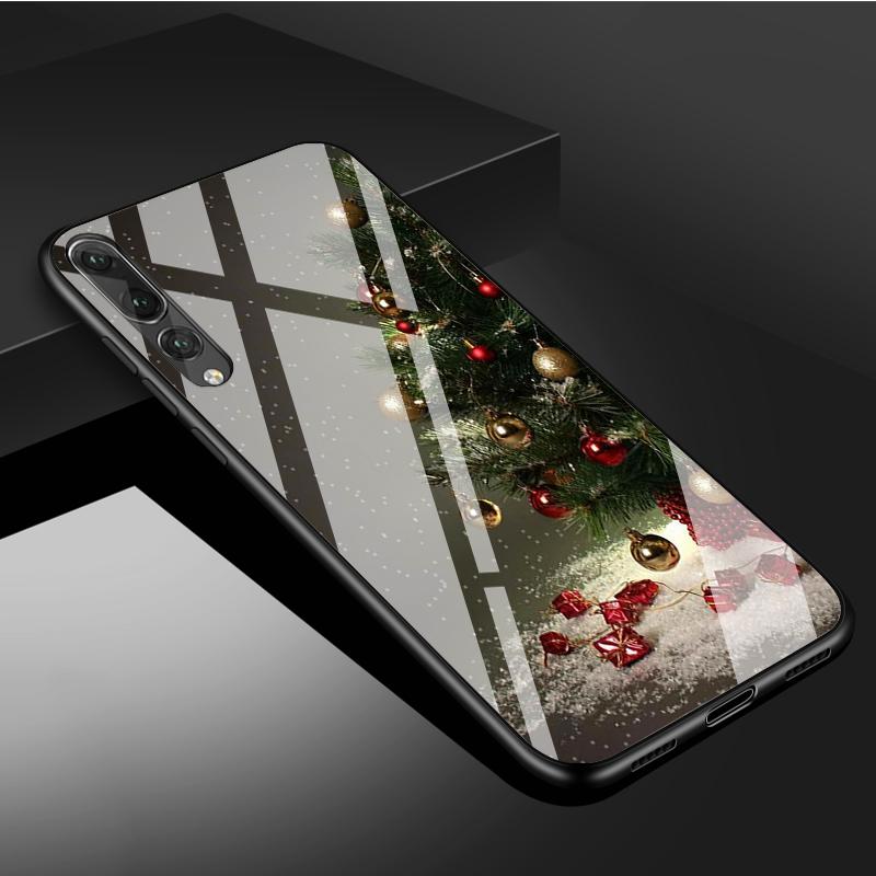Merry Christmas Tempered Glass Phone Case For Huawei P20 P30 P40 P40 Lite Pro Psmart Mate 20 30 Cover Shell