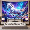 Horse (112) Theme Personalized Tapestry Custom Name Text Wall Hanging Tapestry Home Background Decoration