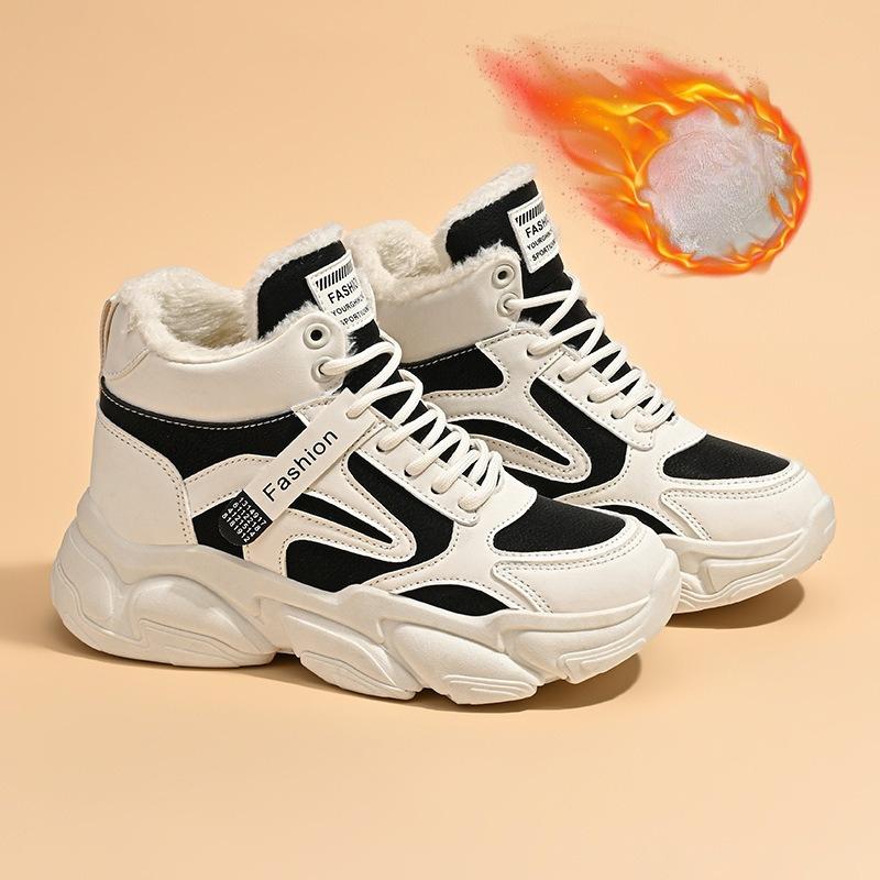 Thickly-lined Dad-style Shoes for Women, New Style, Thick and High-top, Suitable for Sports, Cotton Shoes