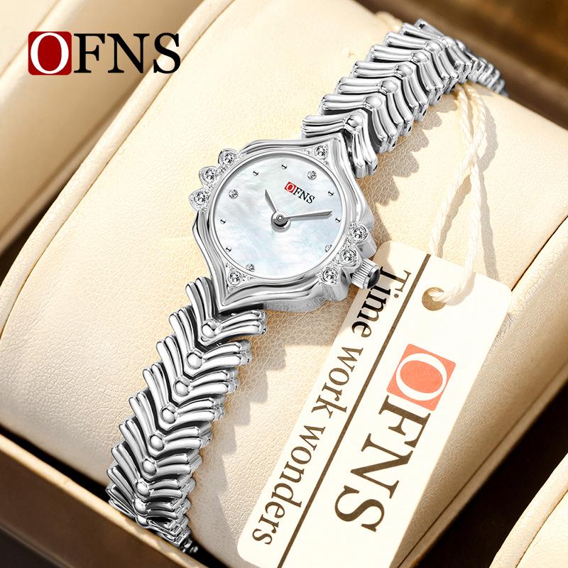 Oufanni Women s Rhinestone Alloy Bracelet Watch: 30M Waterproof Quartz with Elegant Wheat Ear Design