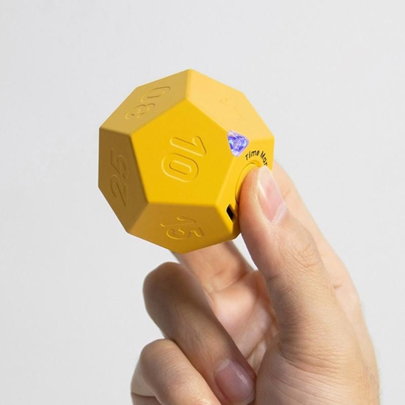 Flip Timer Cube-Kitchen Timers for Cooking Studying Working Sports White Yellow Vibrations-Flip Timers for Student