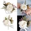 Romantics Champagne Wrist Corsage and Boutonniere Artificial Flower Set for Wedding Ceremonies Bridal Shower Flower