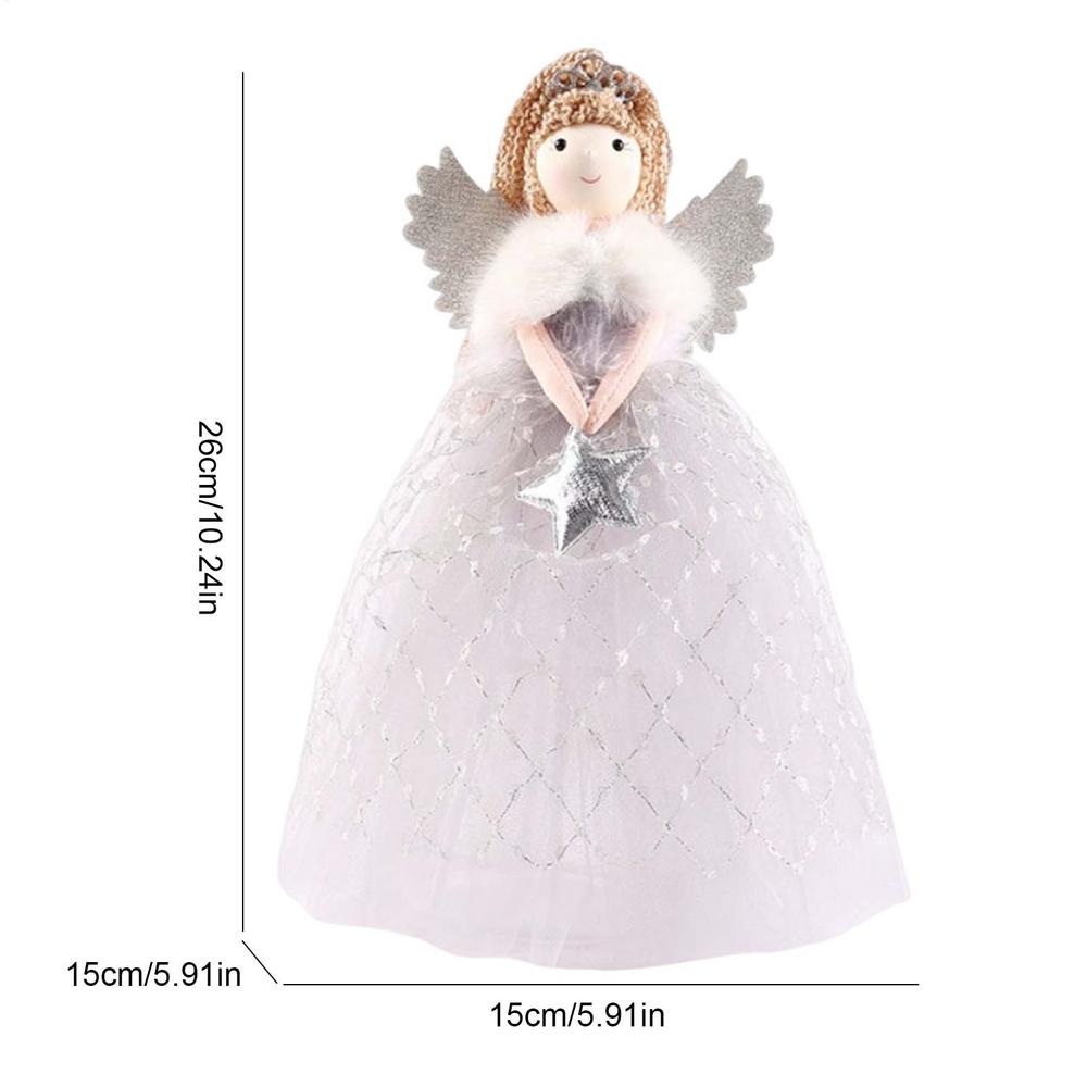 Weihnachtsbaumspitzen Engel Stern Weihnachtsdekorationen Weiche Puppe Mädchen Figur Flügel Baumschmuck für Heimdeko Schlafzimmer