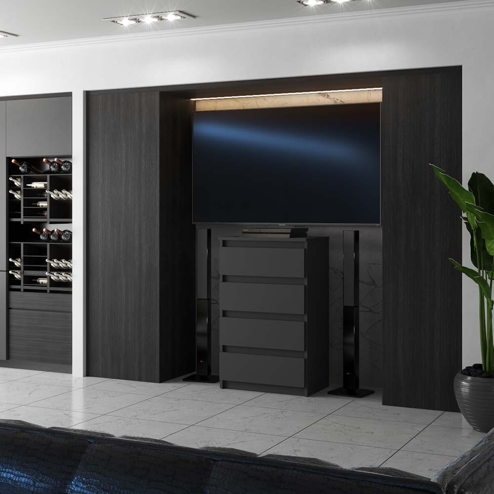 Chest of Drawers Matte Gray 60 CM TV Cabinet Furniture for Living Room Bedroom