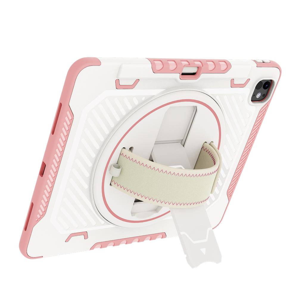 For iPad Pro 13 (2025)/13 (2024) Case Kickstand PC + TPU Shockproof Tablet Cover with Hand Strap/Pen Slot