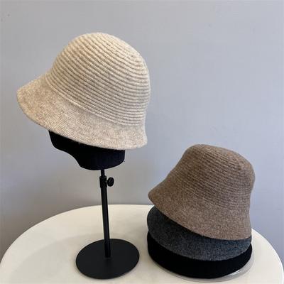 Koreanische Version Einfacher Retro Fischerhut Damen Japanischer Warmer Einfarbiger Gestrickter Fischerhut Damen Lässiger Outdoorhut Herbst Winter