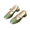 New Chinese style sandals new square head bag head sandals retro thick heel high heels empty