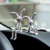1/2/4Pcs Lange Ohr Bunny Figur UV Galvanik Klebstoff Sitzen Kaninchen Figur Modell Spielzeug Statue Auto Dashboard