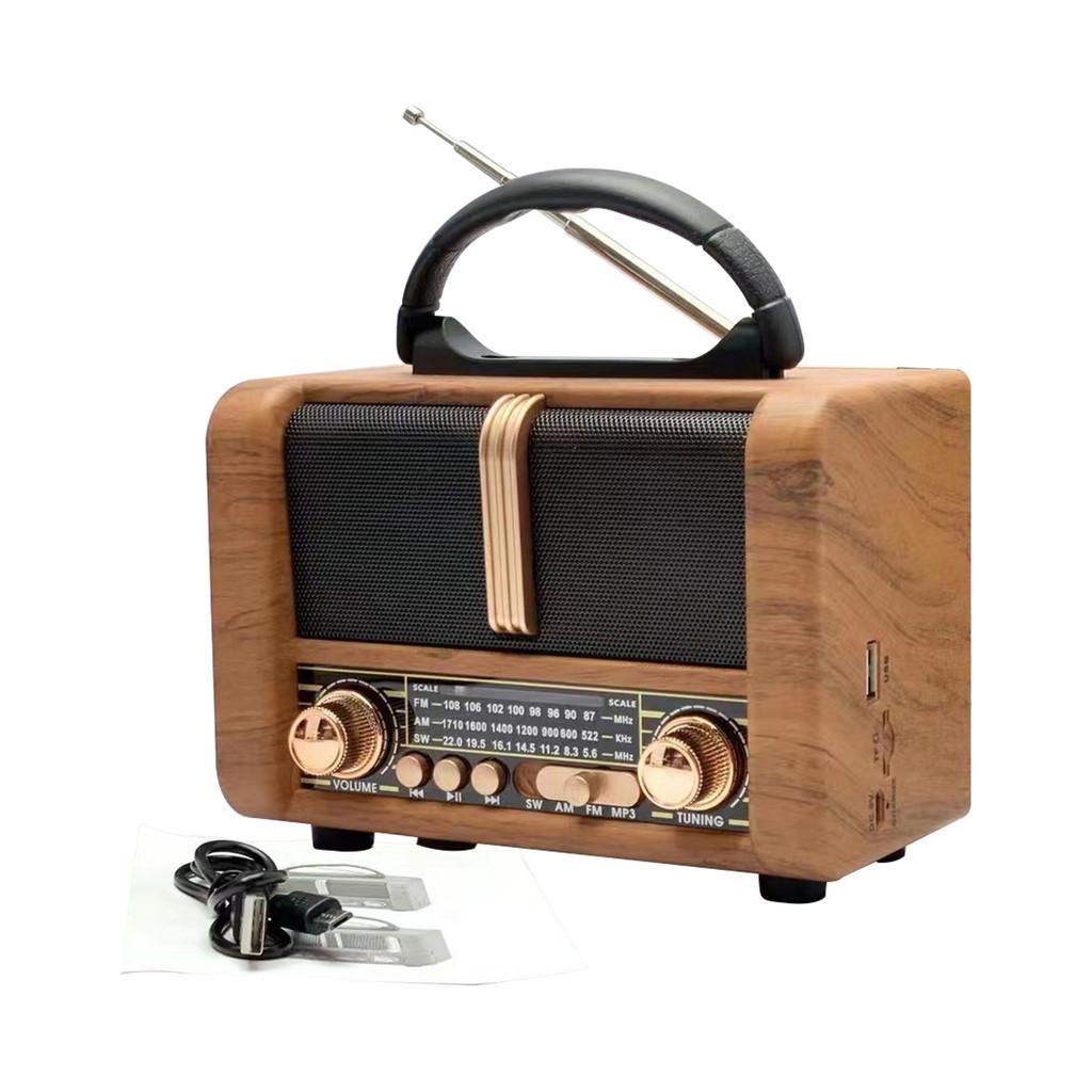 Vintage Wireless Speaker with FM Radio Bluetooth USB TF Mp3 TWS Wood Design