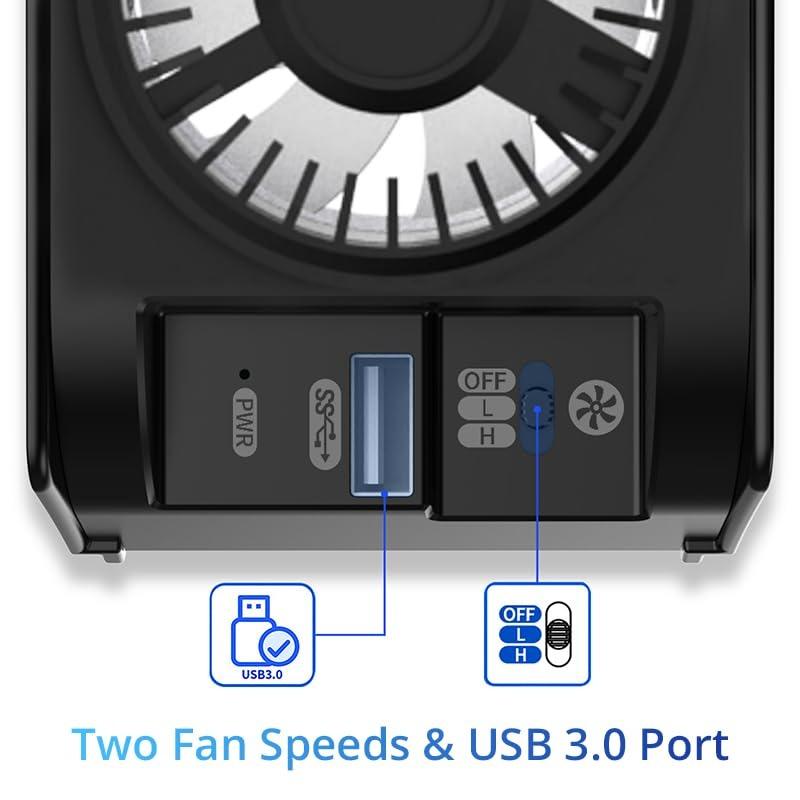 Ventilator de răcire îmbunătățit cu lumină LED, sistem de răcire silentios și eficient, 2 viteze ale ventilatorului, 3 ventilatoare mici, port USB 3.0 pentru PlayStation5 Digital & Discs Edition