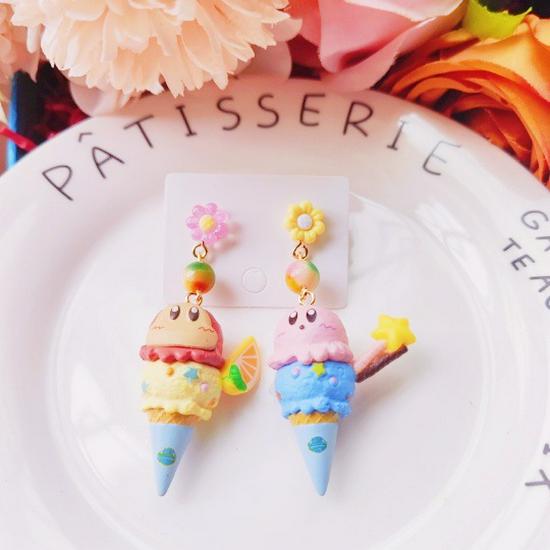 

Kirby Ice Cream Cone Star Moon S925 Silver Earrings for Women