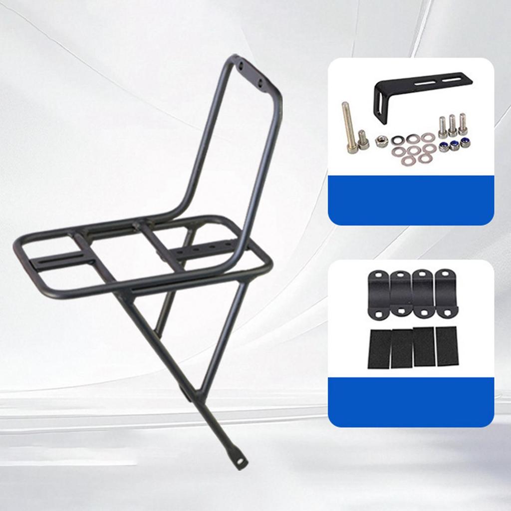 Durable Front Bike Rack Sturdy Aluminum Alloy Easy Installation Cargo Equipment for Bicycle Commuting and Touring