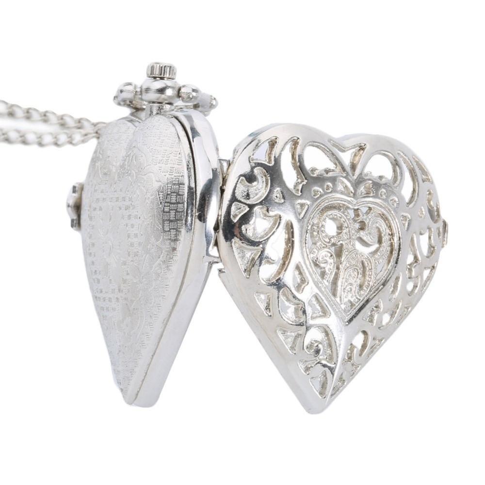 Herzförmige Halskette Uhr Quarz-Anhängeruhr Exquisite Taschenuhr Modeaccessoires