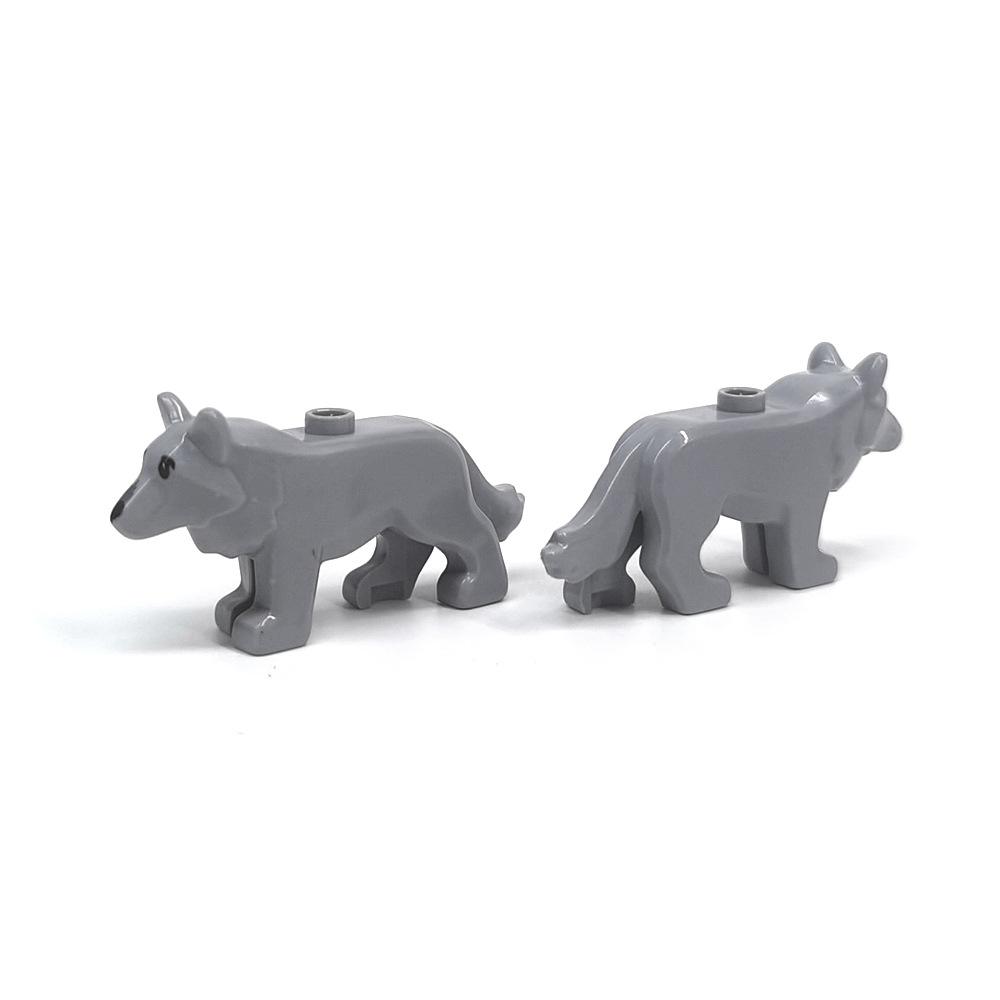 

Small particle building blocks, forest garden, animals, wolf king, gray wolf accessories, scene decoration toys