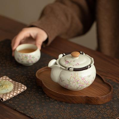 Huang Ru Teapot, Single High-end Light Luxury Guochao Opening, Large Non-hot Kung Fu Tea Set, Tea Making Ceramic Hand-held Pot