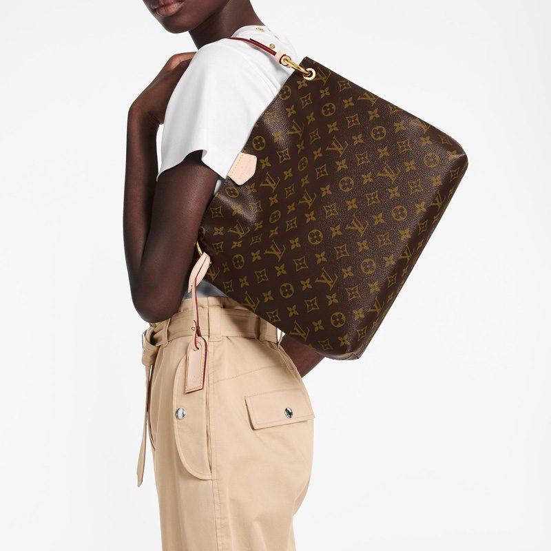 Louis Vuitton Graceful Coated Canvas With Leather Handbag Small Women's Brown M43701
