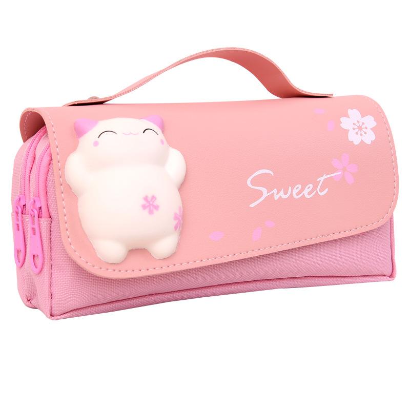 Rozepínací přenosný roztomilý penál Taška na školní potřeby Měkký přívěsek studentská taška na tužky Dívčí kabelka Dětské pouzdro na pera dárek