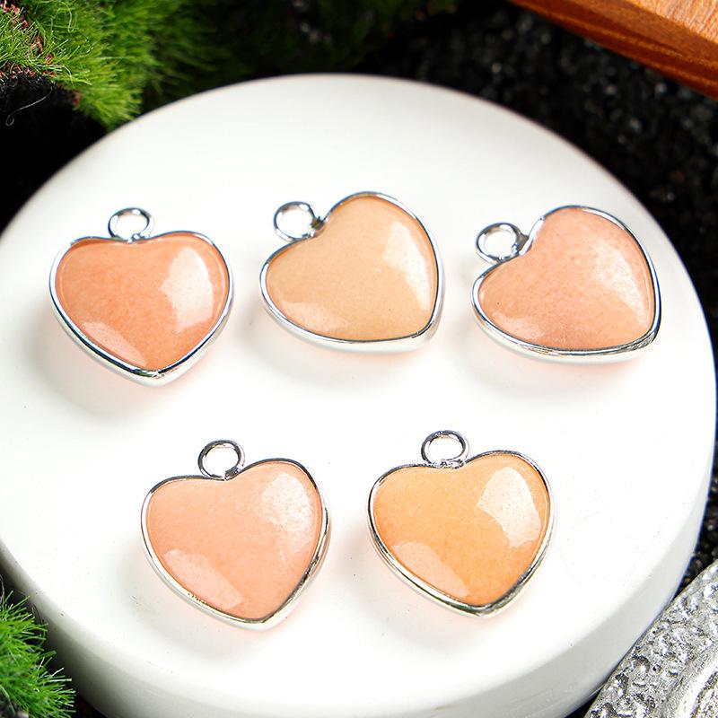Heart-Shaped 15x19mm Natural Amethyst Agate Jade Bezel Pendant for DIY Jewelry Making