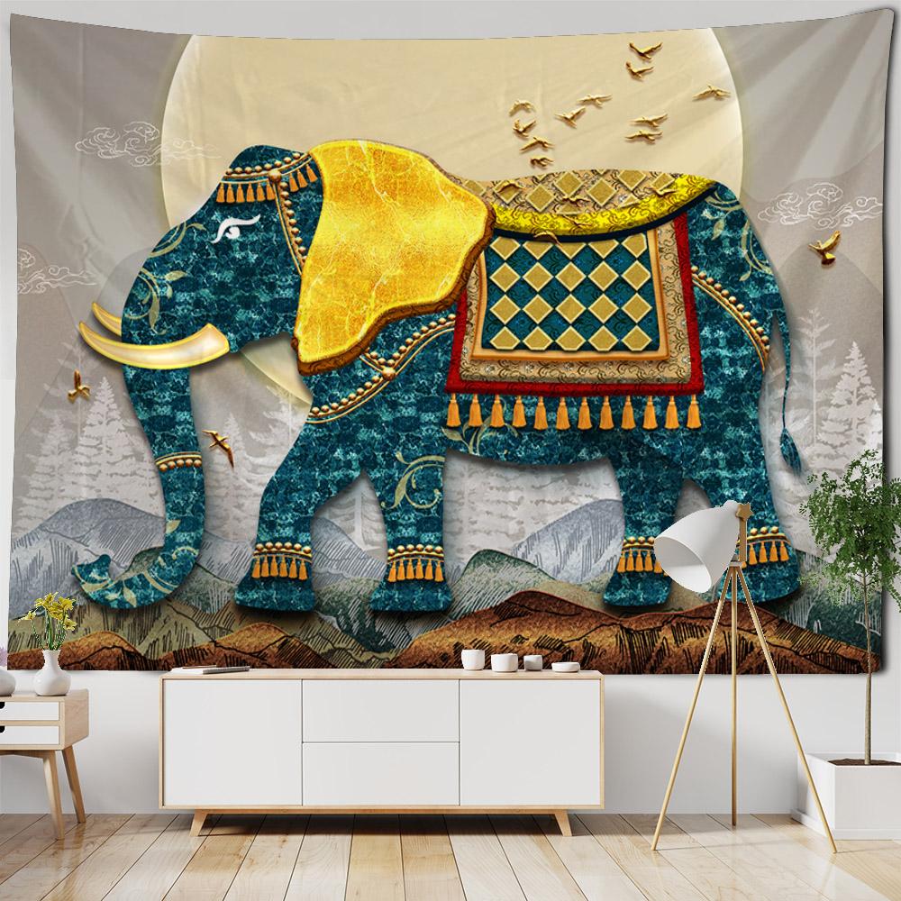 Elephant tapestry wall hanging, Bohemian, hippie, European style, living room, bedroom tapestry, home wall decoration, blanket