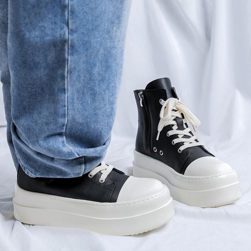 thick-soled high-top board shoes men's and women's American niche high-street locomotive couple height-increasing canvas shoes 18456-R