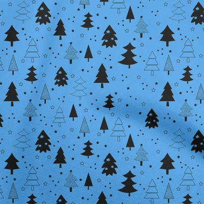 Cotton Poplin Brown Fabric Christmas Tree Sewing Material Print Fabric By The Yard 42 Inch