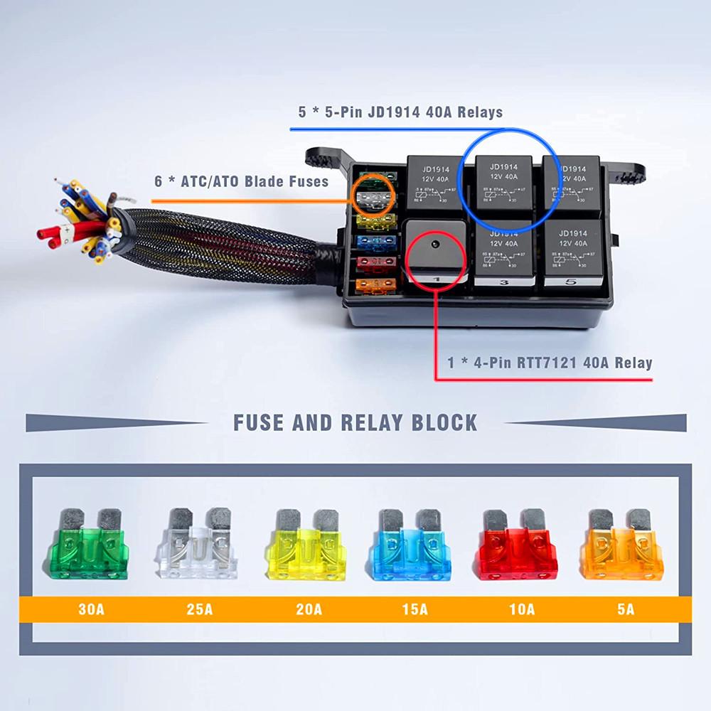 12V 24V 2 3 4 6 11Way Relay Box Fuse Relay Box with 4P 5P Relays 12V 24V Automotive Universal Fuse Panel For Automobiles Ships Relays 5