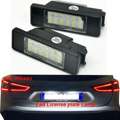 Für Nissan Juke F15 Qashqai J10 J11 Armada Y62 Micra X-Trail Versa Rogue Sport Navara 2PCS LED Lizenz Nummer Platte Lampe