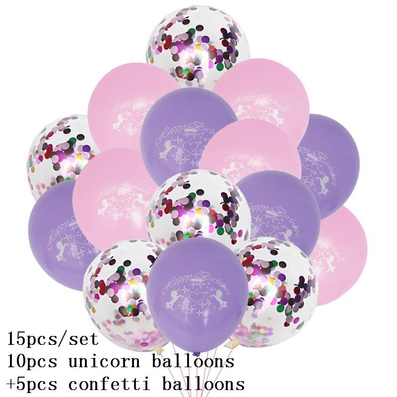 15pcs Pink Unicorn Balloon Unicorn Latex Confetti Baloon for Birthday Party Decoration Baby Shower Girl 1st Birthday Kids Favors