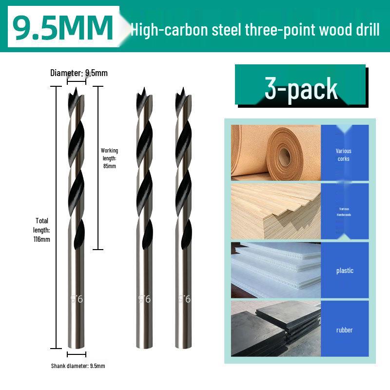 Carbon Steel Multi-Functional Woodworking Drill Bit for Three-Point Positioning
