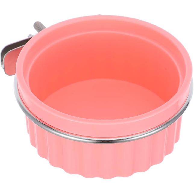 BESPORTBLE Bird Feeder Bowl Set Stainless Steel for Parrots Cats Dogs Small Pet Feeding Slip Pink
