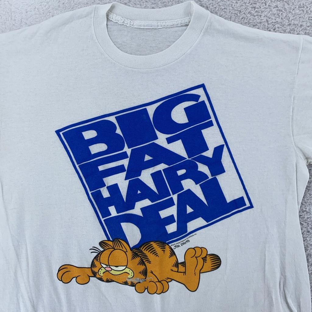 Vintage Garfield Shirt Mens M/L Big Fat Hairy Deal Comic Cartoon Cat 80s Tee