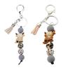 Highland Cow Keychain Cartoon Animal Pendant Keyring Fashionable Silicone Bead Key Rings Ornament for Backpack and Phone